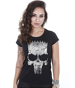 Camiseta Baby Look Feminina Punisher Bart Team Six Brasil