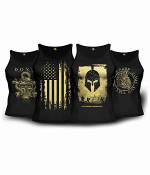 Kit 4 Camisetas Regata Pretas Soldiers Of Fortune Masculina Team Six Brasil