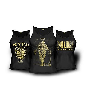 Kit 3 Camisetas Regata NYPD Masculina Team Six Brasil