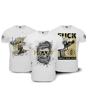 Kit 3 Camisetas Masculinas Happy New Year 3 Camisetas Masculinas Team Six Brasil