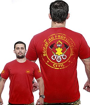Camiseta Masculina Wide Back Bombeiro Civil Profissional Team Six Brasil
