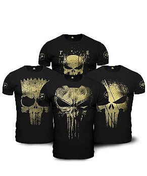 Kit 4 Camisetas Masculinas Militares Gold Line Justiceiro Team Six Brasil