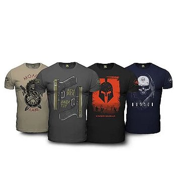 Kit 4 Camisetas Masculinas com Estampa Adsumus Team Six