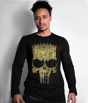 Camiseta Manga Longa Punisher Bart Gold Line Masculina Team Six Brasil