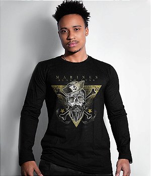 Camiseta Manga Longa Marines Beard Gang Masculina Team Six Brasil