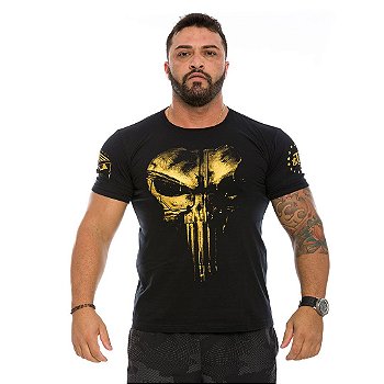 Camiseta Masculina Punisher Plate Gold Line Team Six Brasil