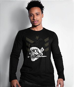 Camiseta Manga Longa Knife Skull Squad Masculina Team Six Brasil