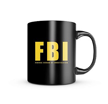 Caneca de Porcelana Dark Militar FBI Federal Bureal Of Investigation Team Six Brasil