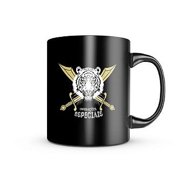 Caneca de Porcelana Dark Militar Operações na Selva Team Six Brasil