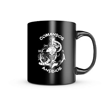Caneca de Porcelana Dark Militar Comandos Anfíbios Team Six Brasil