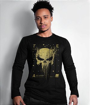 Camiseta Manga Longa New Punisher Gold Line Masculina Team Six Brasil