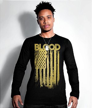 Camiseta Manga Longa Blood Is The Ink Of Freedom Gold Line Masculina Team Six Brasil