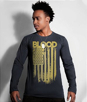 Camiseta Manga Longa Blood Is The Ink Of Freedom Gold Line Masculina Team Six Brasil