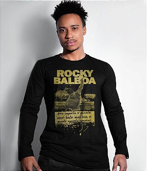 Camiseta Manga Longa Rocky Balboa Gold Line Masculina Team Six Brasil