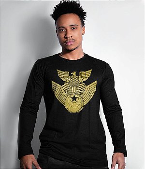 Camiseta Manga Longa JASDF Japan Air Self-Defence Force Gold Line Masculina Team Six Brasil