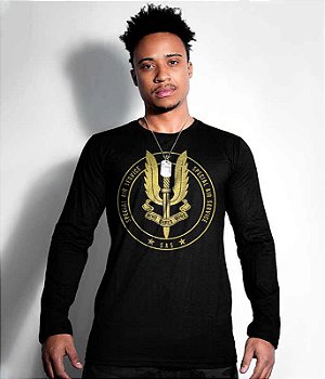 Camiseta Manga Longa Britânica SAS Special Air Service Gold Line Masculina Team Six Brasil