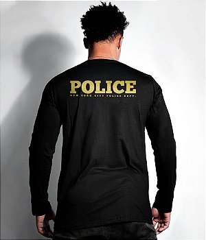 Camiseta Manga Longa Police Department NYPD Gold Line Masculina Team Six Brasil