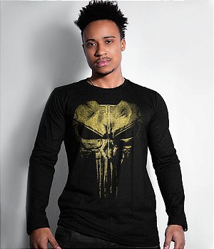 Camiseta Manga Longa Punisher Plate Gold Line Masculina Team Six Brasil