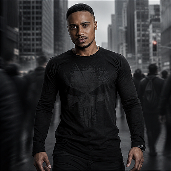 Camiseta Manga Longa Masculina Justiceiro Punisher Dark Line Team Six
