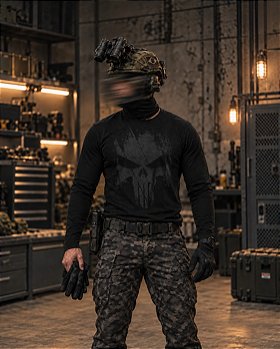 Camiseta Manga Longa Masculina Justiceiro Punisher Dark Line Team Six