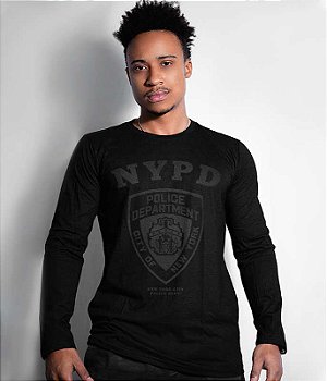 Camiseta Manga Longa Police Department NYPD Dark Line Masculina Team Six Brasil