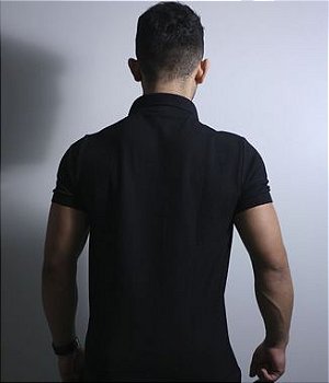 Camiseta Gola Polo Masculina Lisa Preta Team Six Brasil