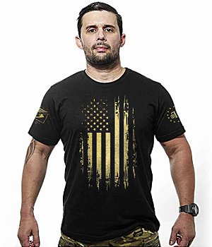 Camiseta Masculina EUA Especial Defense Military Gold Line Team Six Brasil