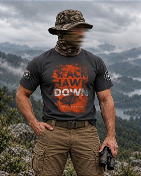 Camiseta Masculina Black Hawk Down Hurricane Line Team Six Brasil