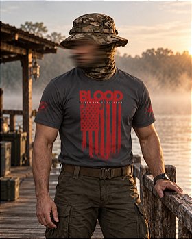 Camiseta Masculina Blood Is The Ink Of Freedom Hurricane Line Team Six Brasil
