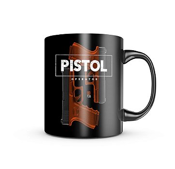Caneca de Porcelana Dark GUFZ6 Glock Pistol Operator Team Six Brasil