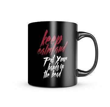 Caneca de Porcelana Dark GUFZ6 Keep Calm And Put Your Hand In The Head Team Six Brasil