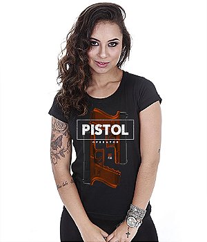 Camiseta Baby Look Feminina GUFZ6 Glock Pistol Operator Team Six Brasil