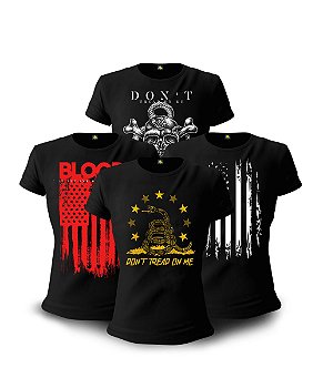 Kit 4 Camisetas Baby Look Feminina Don't tread on me Team Six Brasil