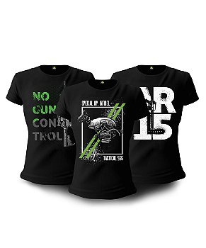 Kit 3 Camisetas Baby Look Feminina Magnata Team Six Brasil