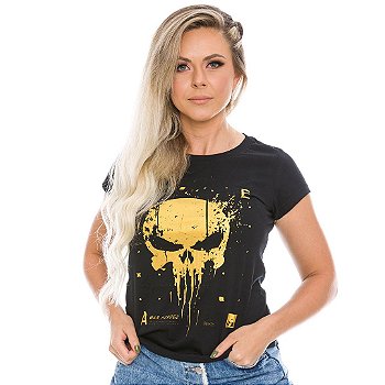 Camiseta Baby Look Feminina New Punisher Gold Line Team Six Brasil