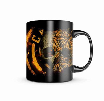 Caneca de Porcelana Dark Militar Squad T6 Camacho Artesão Skull Ammunition Team Six Brasil
