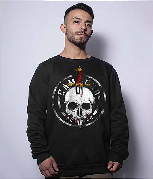 Casaco Básico de Moletom Squad T6 Camacho Artesão Faca na Caveira Tributo ao Bope Team Six Brasil