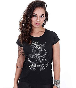 Camiseta Baby Look Feminina Squad T6 Magnata Don't Tread On Me Liberty Or Death Team Six Brasil