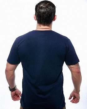 Camiseta Masculina Básica Lisa Azul 100% Algodão Team Six Brasil