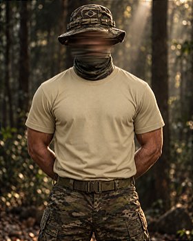 Camiseta Masculina Básica Lisa Bege 100% Algodão Team Six Brasil