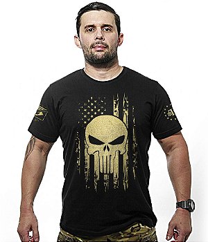 Camiseta Masculina EUA Punisher Gold Line Team Six Brasil