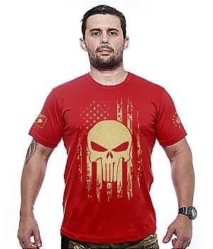 Camiseta Masculina EUA Punisher Gold Line Team Six Brasil