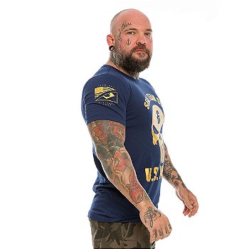 Camiseta Masculina Punisher Seal US Navy Gold Line Team Six