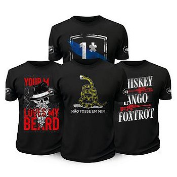 Kit 4 Camisetas Masculinas Tactical Fritz Beard Risk Team Six Brasil