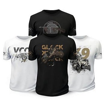 Kit 4 Camisetas Masculinas Tactical Fritz Vintage Gun Team Six Brasil