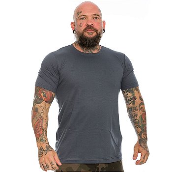 Camiseta Masculina Básica Lisa Cinza 100% Algodão Team Six Brasil