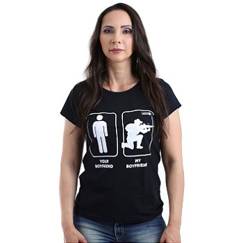 Camiseta Baby Look Feminina Lador My Boyfriend Team Six Brasil