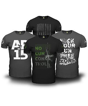 Kit 4 Camisetas Masculinas No Gun Control Magnata 556 Team Six