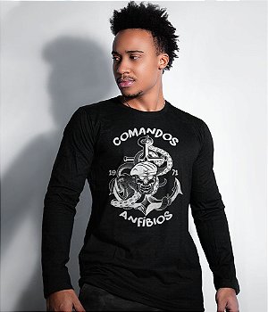 Camiseta Manga Longa Comandos Anfibios Masculina Team Six Brasil