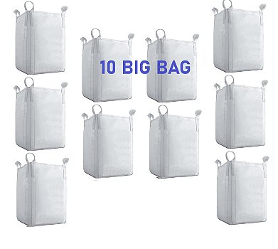 10 Saco Big Bag Reciclagem Usinas Fazendas Entulhos Modelo C1 Rafia Gramatura 160 Fator 5x1 Medidas 120x90x90 P/ 1000Kg